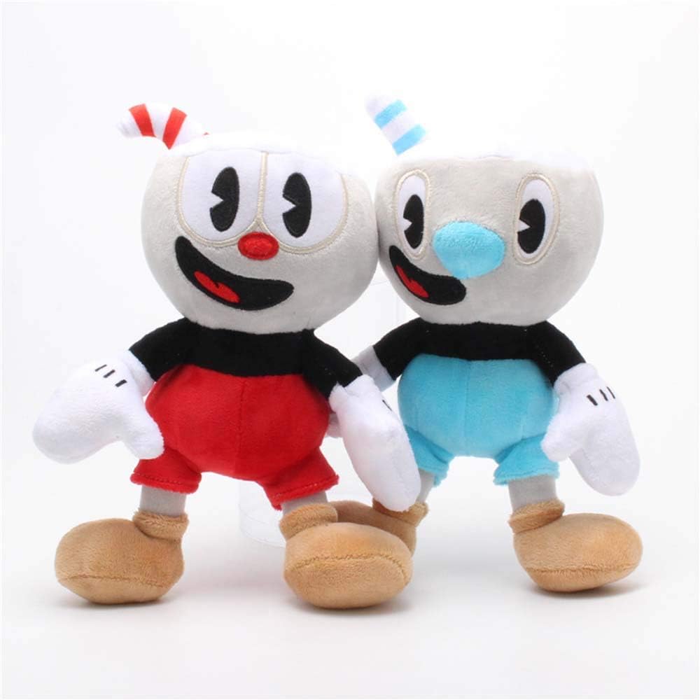 LevinArt 2pcs 25cm Cuphead Mugman Plush Toy Mecup and Brocup Soft Stuffed Doll Kids