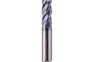 SEFHLI Solid Carbide Corner Radius End Mill - .030" Corner Radius, AlTiN Coated, 4 Flute, 35° Helix, 1/2" Cutting Dia, 1/2" Shank Dia, 1-1/4" LOC, 3" OAL for Milling Alloy Steel, Iron, Copper
