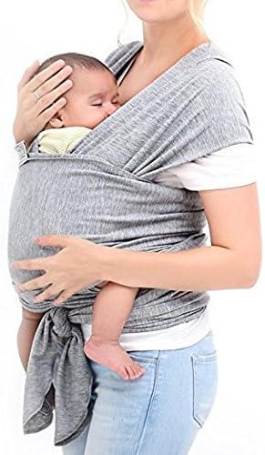 BoJo Baby Sling Carrier, Natural Cotton Nursing Baby Wrap Suitable for Newborns to 35 lbs, Soft, Comfortable and Breathable Breastfeeding Cover, Hands-Free Sling Baby Holder for Infant Grey