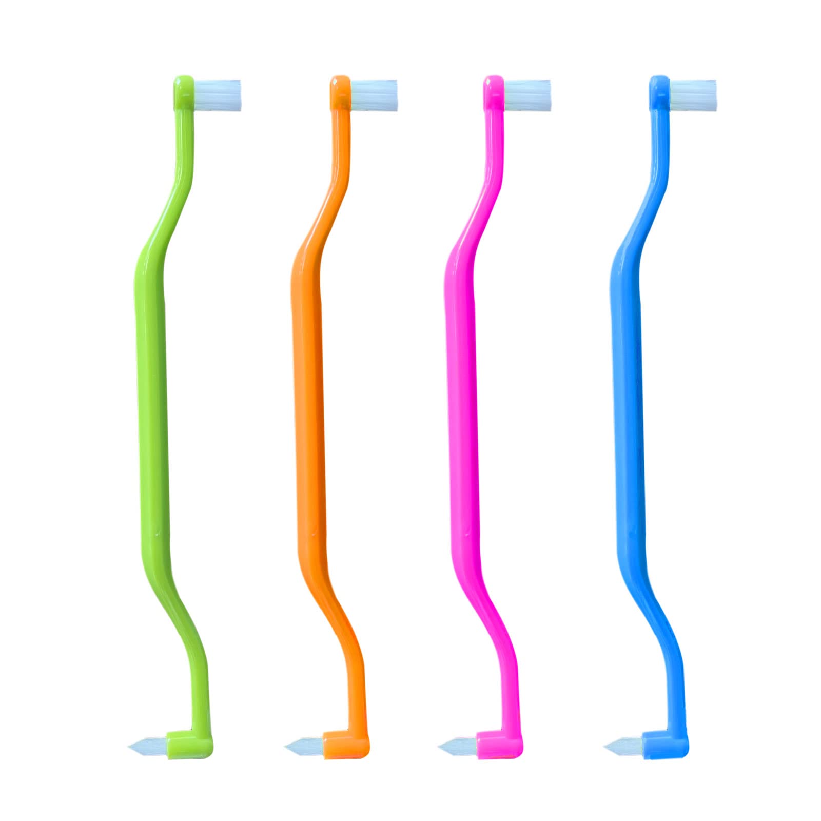 Orthodontic Toothbrush Double-Ended Intermediate Brush Tiny Toothbrush for Dental Implants, Braces and Detailed Cleaning of Teeth, Pack of 4 (4D-2)