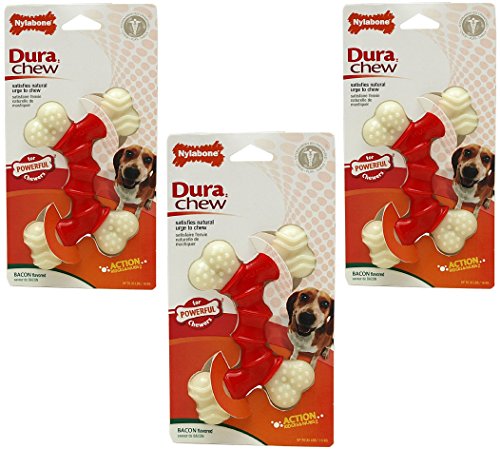 (3 Pack) Nylabone Double Dura Chews Bacon Flavored - Size Wolf