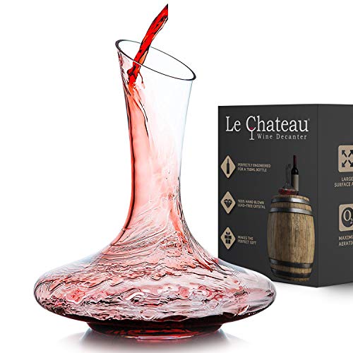 Le Chateau Wine Decanter - 100% Hand Blown Lead-free Crystal Glass - Red Wine Carafe - Wine Gift - Wine Accessories