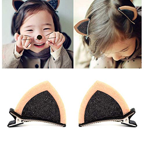 20 Pack Cute Glitter Sparkly Cat Ear Hair Clips Animal Hair Pins Barrettes for Infants Toddlers Baby Girls Daily Wearing Party Decoration