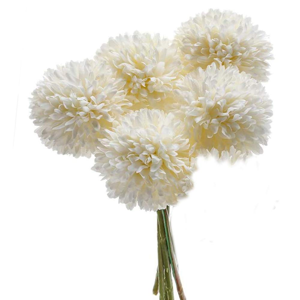 5Pcs Artificial Flowers, Fake Flowers Silk Plastic Artificial Hydrangea Realistic Flower Arrangements Wedding Decoration Table Centerpieces(White)