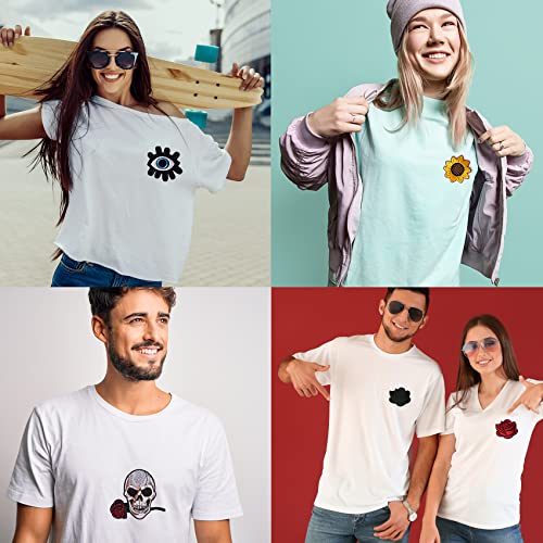 GYGYL 5pcs Rose Skull Embroidered Patches, DIY Sew Applique Repair Patch, Sew On/Iron On Patch for Jackets, Jeans, Pants,Backpacks, Clothes