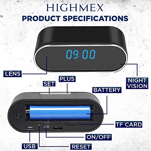 Mini Spy Hidden Camera Clock - Nanny Cam, Wireless IP Best Digital Small Full HD 1080P with WiFi, Motion Detection & Night Vision