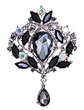Danbihuabi Crystal Rhinestone Glass Brooch Pins Wedding Jewelry(purple,red,yellow,blue,white,black) (Black)