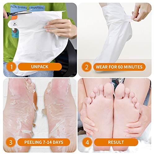 Mixbeauty Foot Peel Mask -2 Pack- Professional Exfoliating Foot Mask for Cracked Heels, Dead Skin & Calluses, Get Baby Soft Skin for Men&Women, Natural Ingredient & Zero Painess(Orange）