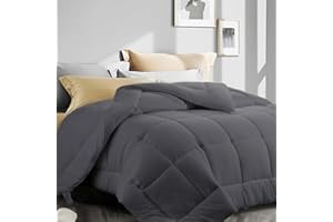 ASHOMELI King Size Comforter,Cooling Comforter for Night Sweats,All Season Down Alternative Comforter,Duvet Insert with Corner Tabs (Dark Grey,King,90"x102")