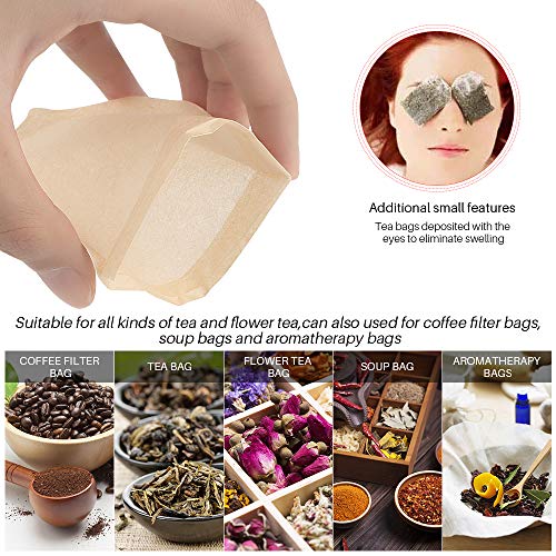 Tea Filter Bags,300pcs Disposable Empty Tea Bags Tea Infuser Drawstring Teabags Safe Natural Material Tea Bags for Loose Leaf Herbs Teas (Drop shape)