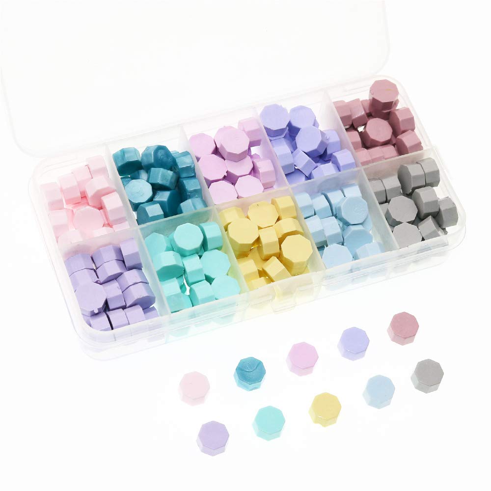 BITEYI Sealing Wax Beads,Octagon Sealing Wax Beads for Wax Stamp Sealing Letter and Vintage Wedding Invitation Decorative,10 Colors,200 pcs (Dream Color)