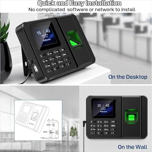 Forubar 2 in 1 Time Clocks for Employees Small Business (Fingerprint + Password) Employee Clock in & Out Machine Attendance Punch Clock, Clock in Machine for Employees - Multilingual Including Arabic