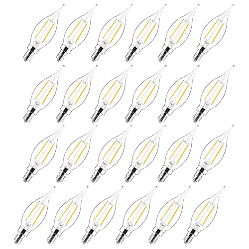 Sengled Candelabra LED Light Bulbs Dimmable, E12 Base, 40W Equivalent, CA10 Flame Tip, 2700K Soft White Candle Lights for Chandeliers, Ceiling Fans, Pendant, 24 Pack