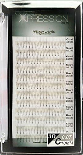 XPRESSION LASHES Premium 13mm .07 C Curl 3D Pre-Made Fan Volume Lashes (9mm 10mm 11mm 12mm 13mm 14mm 15mm) Light Weight - Laser Cut - Silk Faux Mink - Superior Quality (13mm)