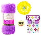 Locker Lookz Purple Multi Color Clover Bin, Purple Rug, Yellow Daisy Flower Magnet, and Exclusive PartiMoji Sunglass Emoji Magnet, 2016 Limited Edition Set - Your Locker. Your Look.