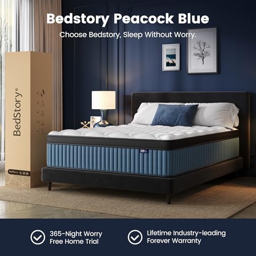 BedStory Medium Firm King Mattress 12 Inch, Deep Sleep Hybrid Mattress with Extra Lumbar Support, King Size Bed in a Box for Spine Alignment ＆ Pressure Relief, CertiPUR-US Certified, 365-Night Trial