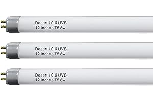 Celiwace T5 10.0 UVB Reptile Light Bulb 8W 12 Inch, Desert Reptile UVB Bulb 8 Watt for Lizards, Bearded Dragons, Chameleons, Turtles, Tortoises 3 Pack