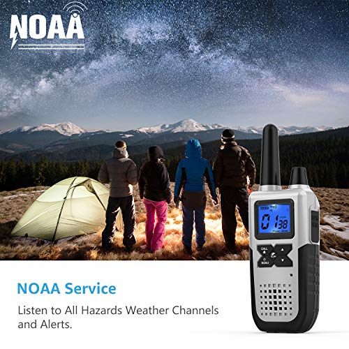 4 Long Range Walkie Talkies Rechargeable for Adults NOAA 2 Way Radios