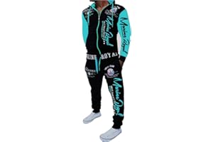 HHGKED Men 's Casual Tracksuit Hooded Full Zip Elastic Waistband Sweatsuit Set