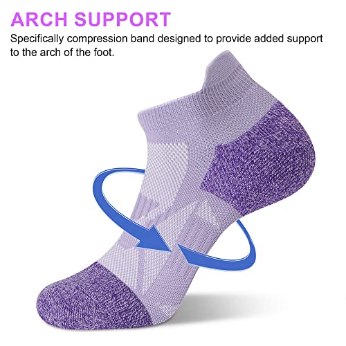 cuangya Ankle Socks Women Running No Show Compression Socks Low Cut Athletic Cushioned 5-Pairs