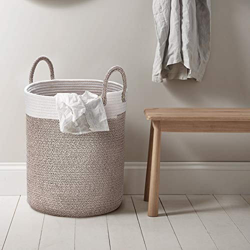 Woven Basket Rope Storage Baskets Large Cotton Organizer 16 x 14 x 14