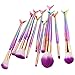 Mermaid Makeup Brush Set Iskas 10pcs Make Up Brushes Kit Soft Nylon Bristles Foundation Blending Blush Concealer Cosmetics Beauty Tools - Multicolor Gradient