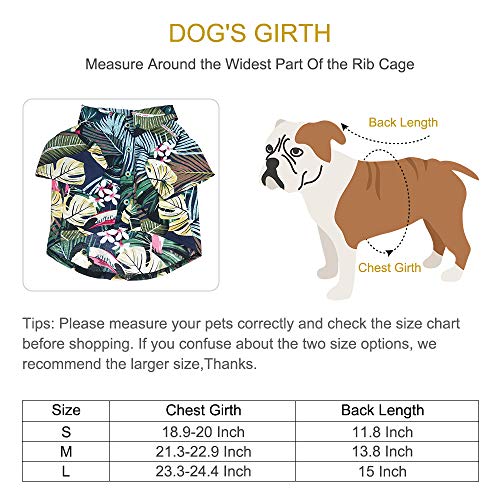 SUPOW Pet Hawaiian Breeze Camp Shirt, Dog Polo Sunscreen T Shirts, Sun Protection Lightweight Cute for Small to Medium Puppy Cool Summer Custom Vest (Blue, L)