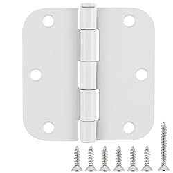 6 Pack 3.5 Inch Door Hinges White Matte Rounded 3