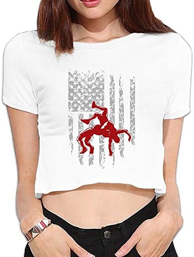 TTNOU Wrestling American Flag The Simple Style of Innovative Upper Body Comfort Women Exposed Navel T.