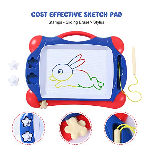 Magnetic Drawing Board Toy for Preschooler, Magna Doodles Drawing Writing Sketching Pad with 3 Stamps, Non-Toxic Colorful Erasable Sketching Pad Tablet for Toddler Kids