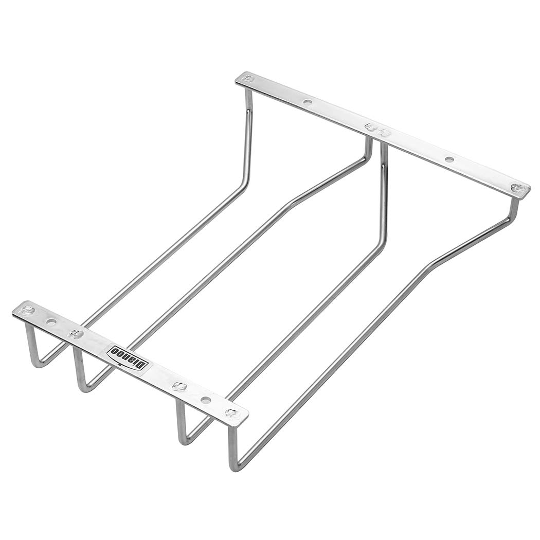 Dianoo 2 Rows 27cm Wine Glass Racks, Stemware Racks, Stainless Steel Bar Home Cup Glass Holder, Wine Glass Shelf Hanger, Under Cabinet Wine Glass Stemware Holder, 2 Rows