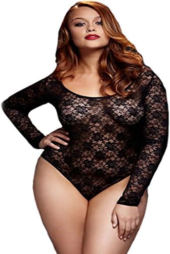 Baci BW3102-BLKQS Black Lacey Back Cutout Bodysuit, QUEEN SIZE