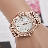 Teresamoon watch , Women's Men's Fashion Casual Crystal Stainless Steel Analog Quartz Wrist Watch (Rose gold)