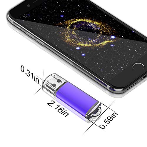 KEXIN Flash Drive 64 GB USB Flash Drive Pack Thumb Drive Multiple Color USB Memory Sticks Pen Drives USB 2.0, Black/Blue/Green/Purple/Red (5 Pack 64GB) - Thumbnail 7