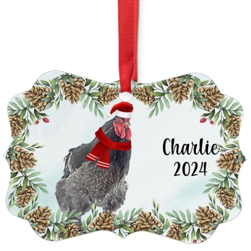 Dark Brahma Chicken Rooster Christmas Ornament 2024