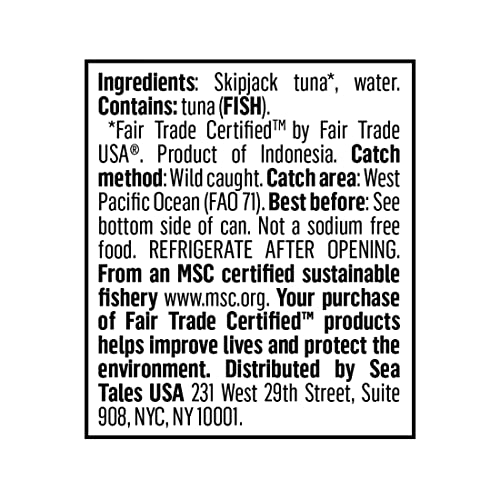 Sea Tales Solid Light Skipjack Canned Tuna in Water No Salt Added 100 Pole & Line Wild