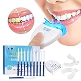 Teeth Whitening, Y.F.M Teeth Whitening Kit with LED Light, Natural Peroxide Gel, Professional Dental Whitener, Home Teeth Whitener System: 10 X 3ml Gel Syringes, Custom Trays - Fast Results.