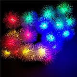 Snow Ball Outdoor Solar String Lights, 72ft 22M 200LEDs LED Fairy Globe Christmas Lights Decorative Lighting for Indoor, Garden, Home, Wedding, Patio, Party Decorations(Multi-color)