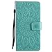 For iPhone 6 / 6S Wallet Case [NOT FOR iphone 6 plus], Sun Pattern Embossed PU Leather Magnetic Flip Cover Card Holders & Hand Strap Wallet Purse Case for iPhone 6 / 6S [4.7 Inch] - Green