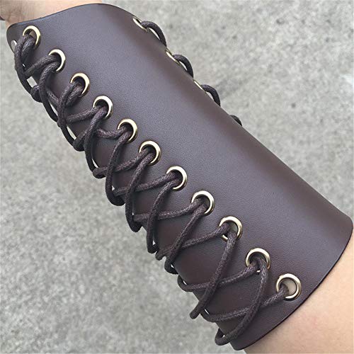 Chartsea Leather Shooting Arm Guard Archery Hunting Recurve Bow Hand Protection Glove (Brown) - Thumbnail 4