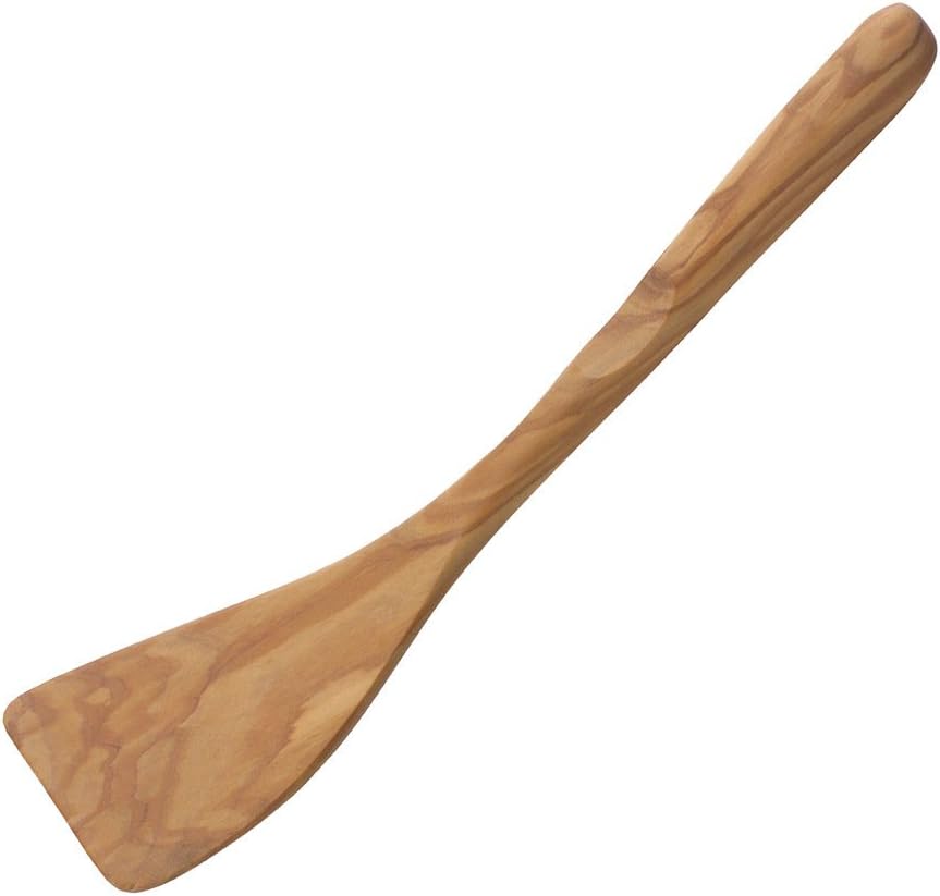 ScanWood 11" Solid Olivewood Wooden Deluxe Curved Spatula / Turner