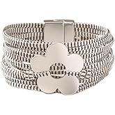 Flower Charm Wrap PU Leather Bracelet for Women Lady Handmade Bohemian Bracelets Jewelry Gifts for Women