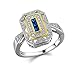 Newshe Vintage Rings for Women Gemstone Ring 925 Sterling Silver Blue Sapphire Princess Cz Size 6