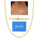 Jewlpire Silver/14K Gold Plated Paperclip Necklace for Women, 3mm 4mm 5mm Necklaces for Women, Women's Paperclip Chain Necklaces 16 18 20 22 24 26 Inch