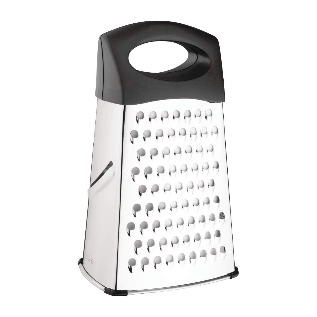 Vogue Heavy Duty Box Grater, Stainless Steel & Black, Four Way Grater, Size: 25.4(H) cm, Large Handle for Comfortable Use, Professional & Home Kitchen Use, DM020