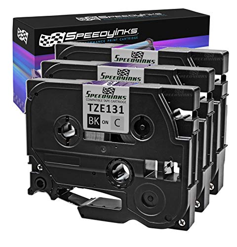 Speedy Inks Compatible Label Tape Cartridge Replacement for Brother TZe131 |0.47 in x 26.2 ft (12 mm x 8 m) (Black on Clear, 3-Pack)