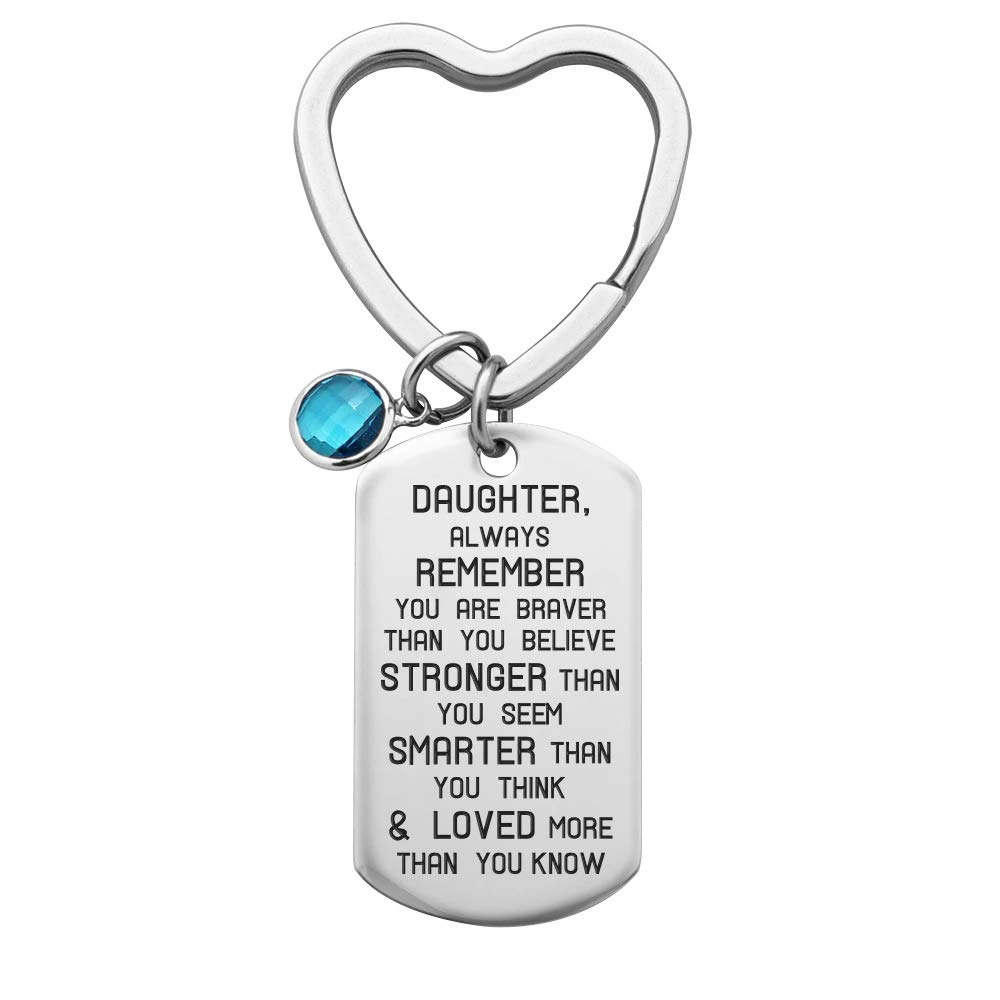 Pargleev Inspirational Jewellery Birthday Christmas Gifts Silver Stainless Steel Dog Tag Key Ring Key Chain Key Fob for Daughter