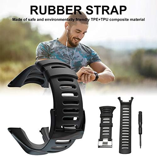 Famed Watch Band Strap Replacement Soft Black Rubber for Suunto Ambit 1/2/2S/2R/3 Sport/3 Peak