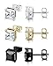 FIBO STEEL 3 Pairs Stainless Steel Studs Earrings for Men Women Cubic Zirconia Inlaid,4mm Available