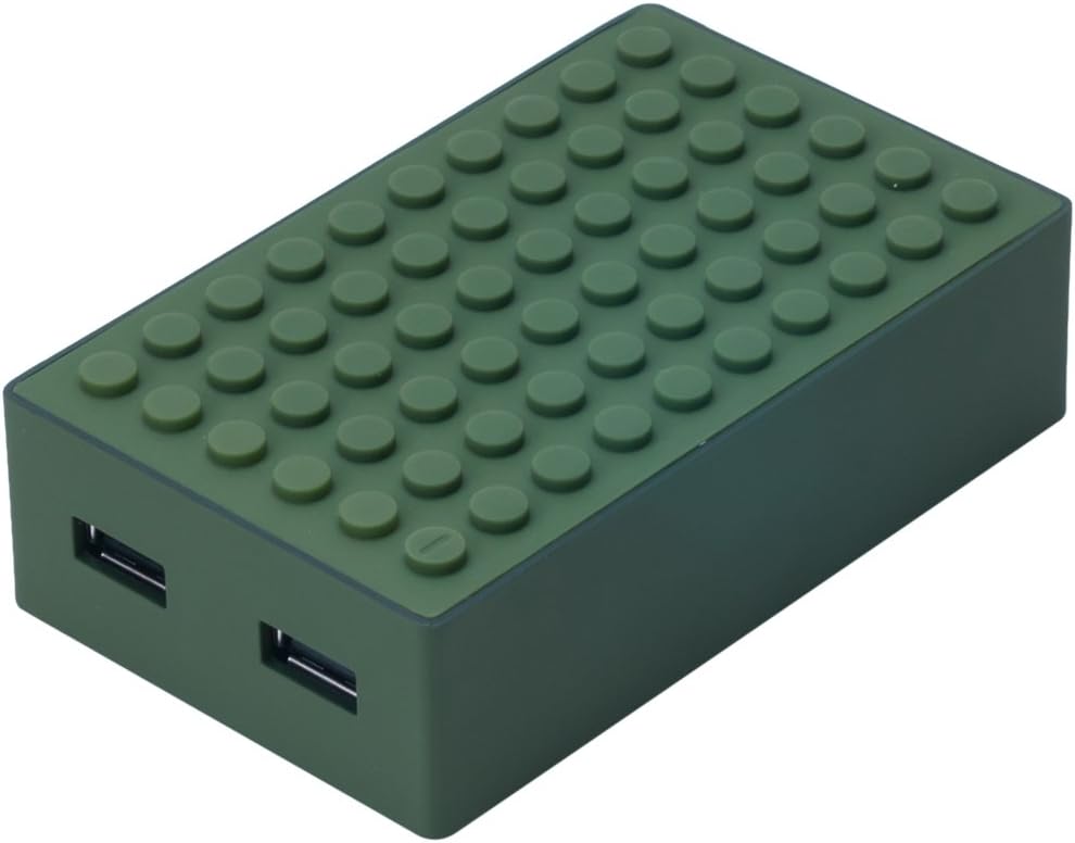 le touch USA M84A-GN-GN Powerstone Dual USB 8000mAh Power Bank - Retail Packaging - Green
